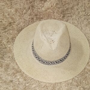 Stylish Cream Straw Hat with Black Band
